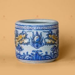 Bát Hương Thờ Men Rạn Nổi Họa Tiết Song Long Chầu Nguyệt