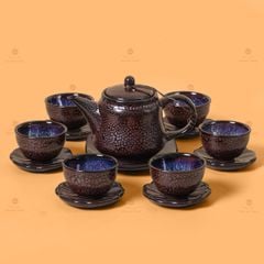 Bộ Ấm Chén Gấm Men Hỏa Biến Hoa Bé